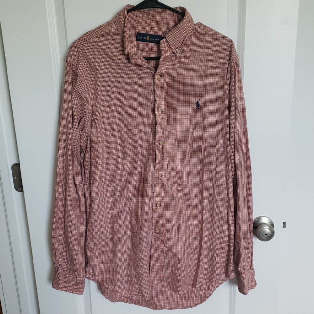Ralph Lauren Men's Red Plaid Button-Down Shirt